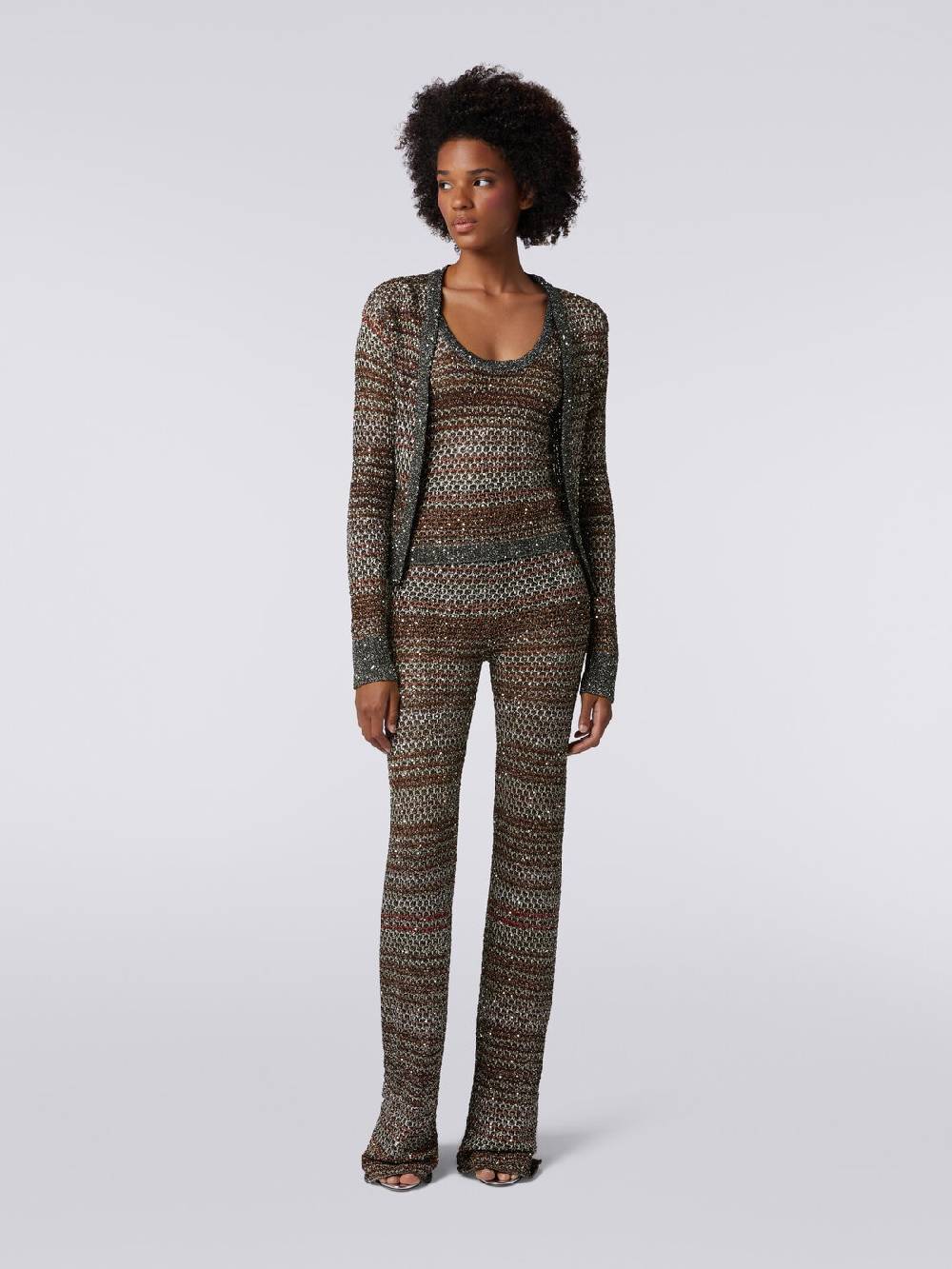 Missoni Pantaloni in maglia a rete con applicazione di paillettes