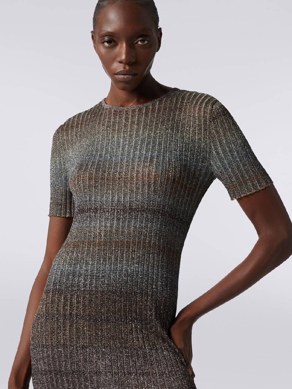 Missoni Mini-abito girocollo a costine con lurex Vendita Calda