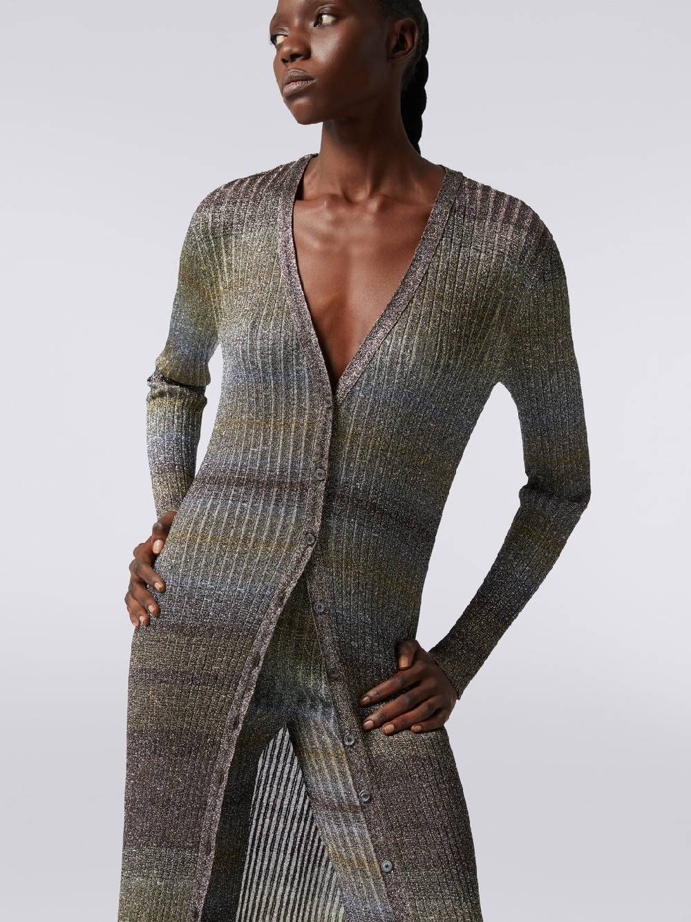 Missoni Cardigan lungo in viscosa a costine con lurex I Più Venduti