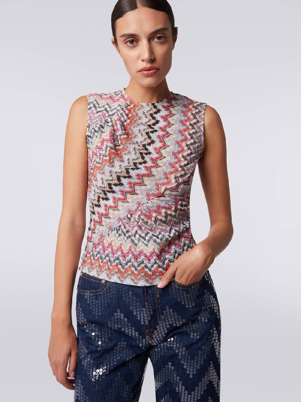 Missoni Canottiera girocollo zig zag con arricciature Negozio