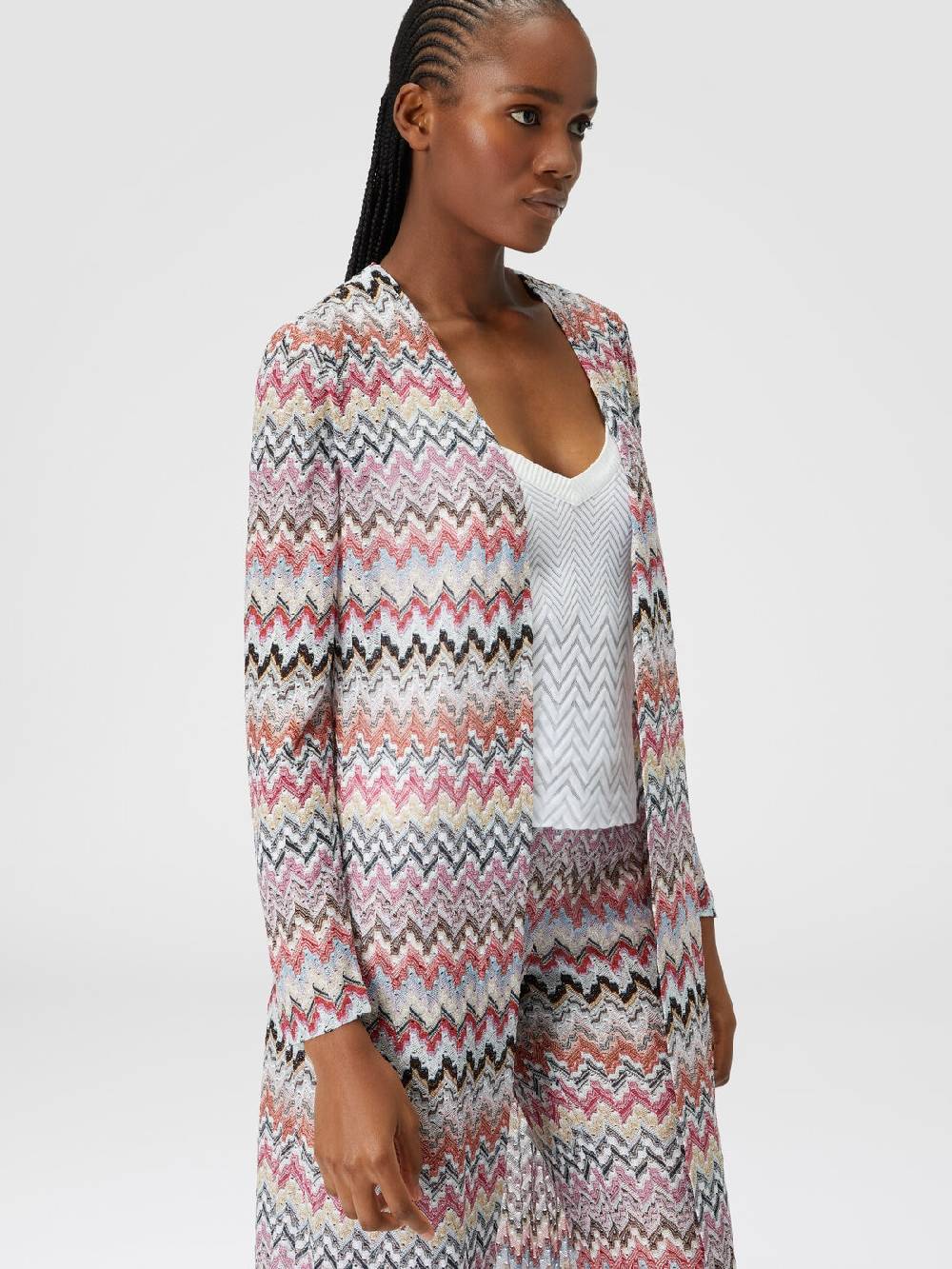 Missoni Cardigan lungo in maglia lamé zig zag Nuova