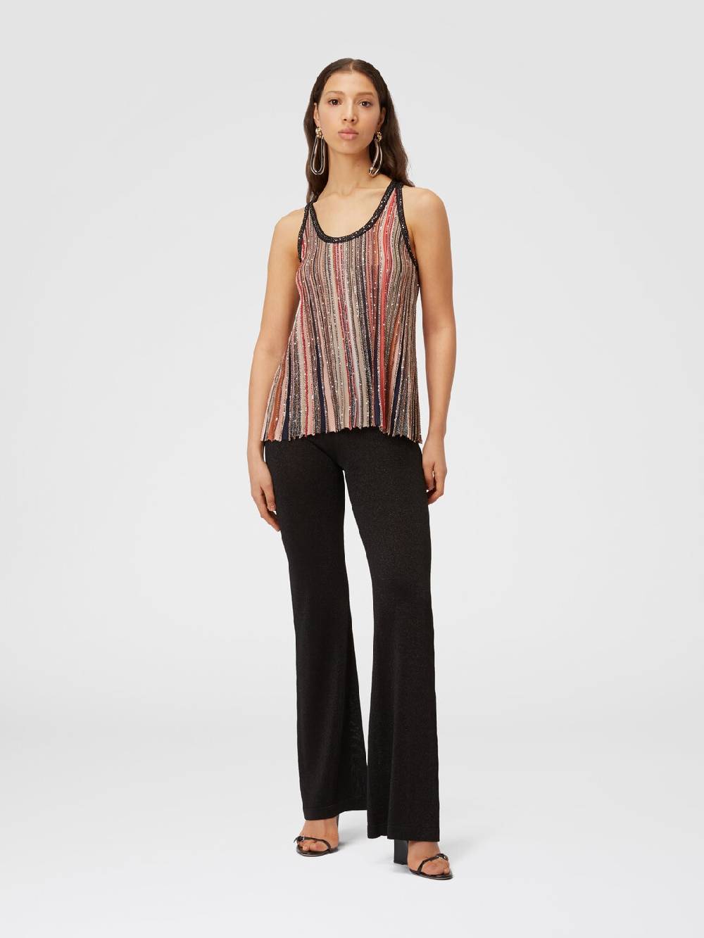 Missoni Canottiera in maglia a righe verticali con paillettes