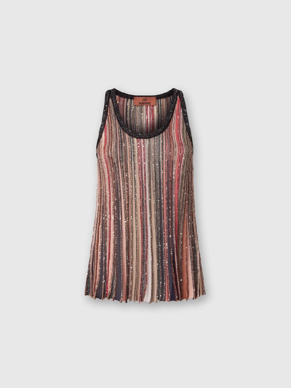 Missoni Canottiera in maglia a righe verticali con paillettes Italia