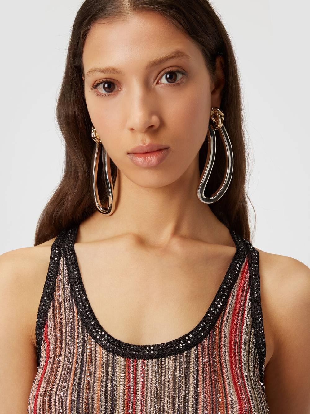 Missoni Canottiera in maglia a righe verticali con paillettes Italia