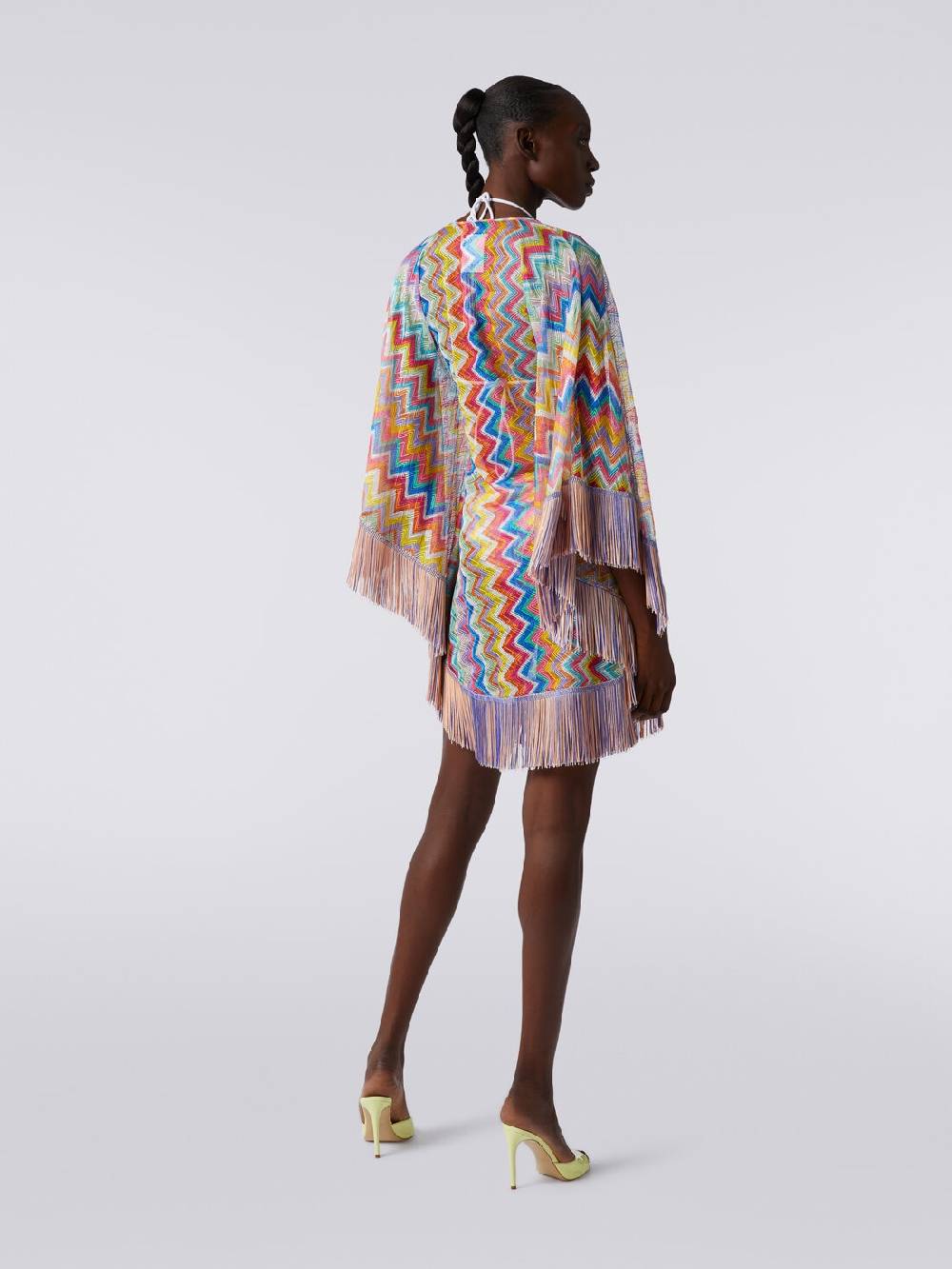 Missoni Caftano copricostume corto stampa zig zag con frange Outlet