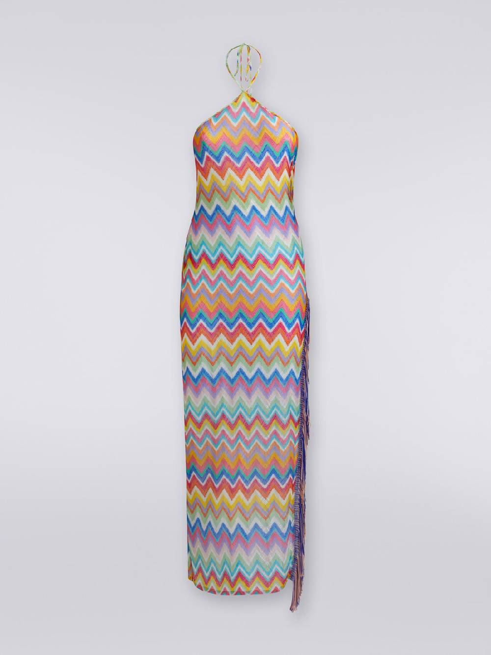 Missoni Abito copricostume lungo stampa zig zag con frange Saldi