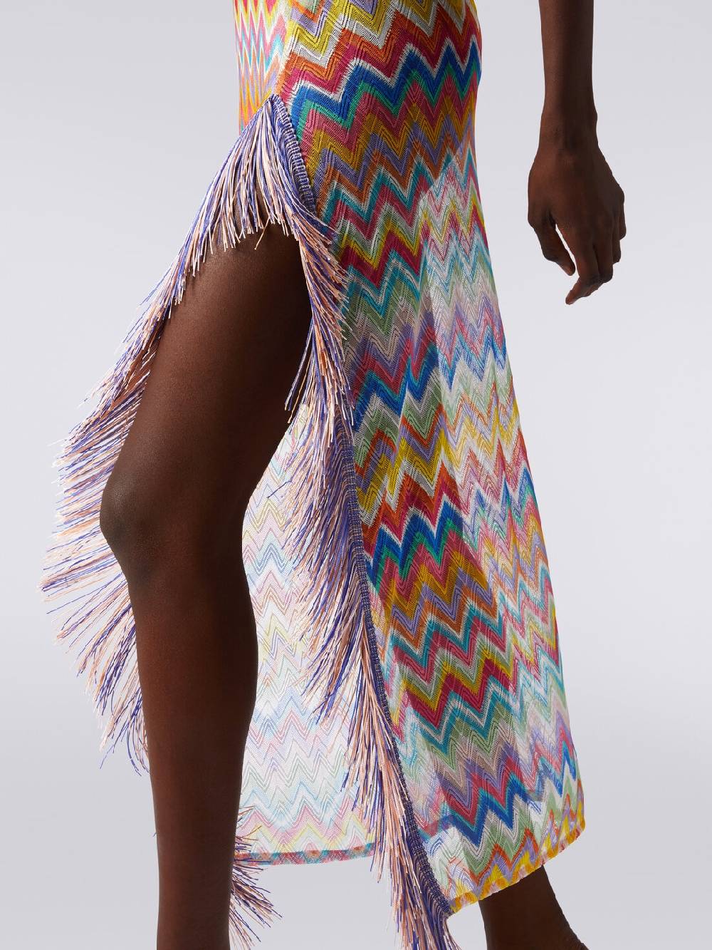 Missoni Abito copricostume lungo stampa zig zag con frange Saldi