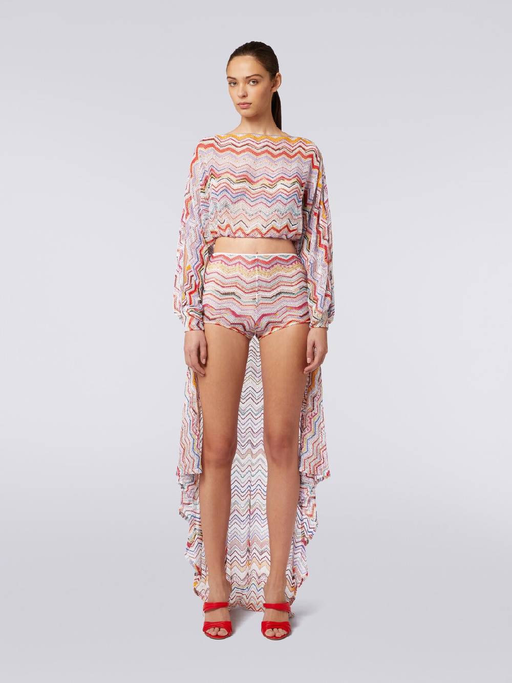 Missoni Top a maniche lunghe in crochet con lurex Offerte