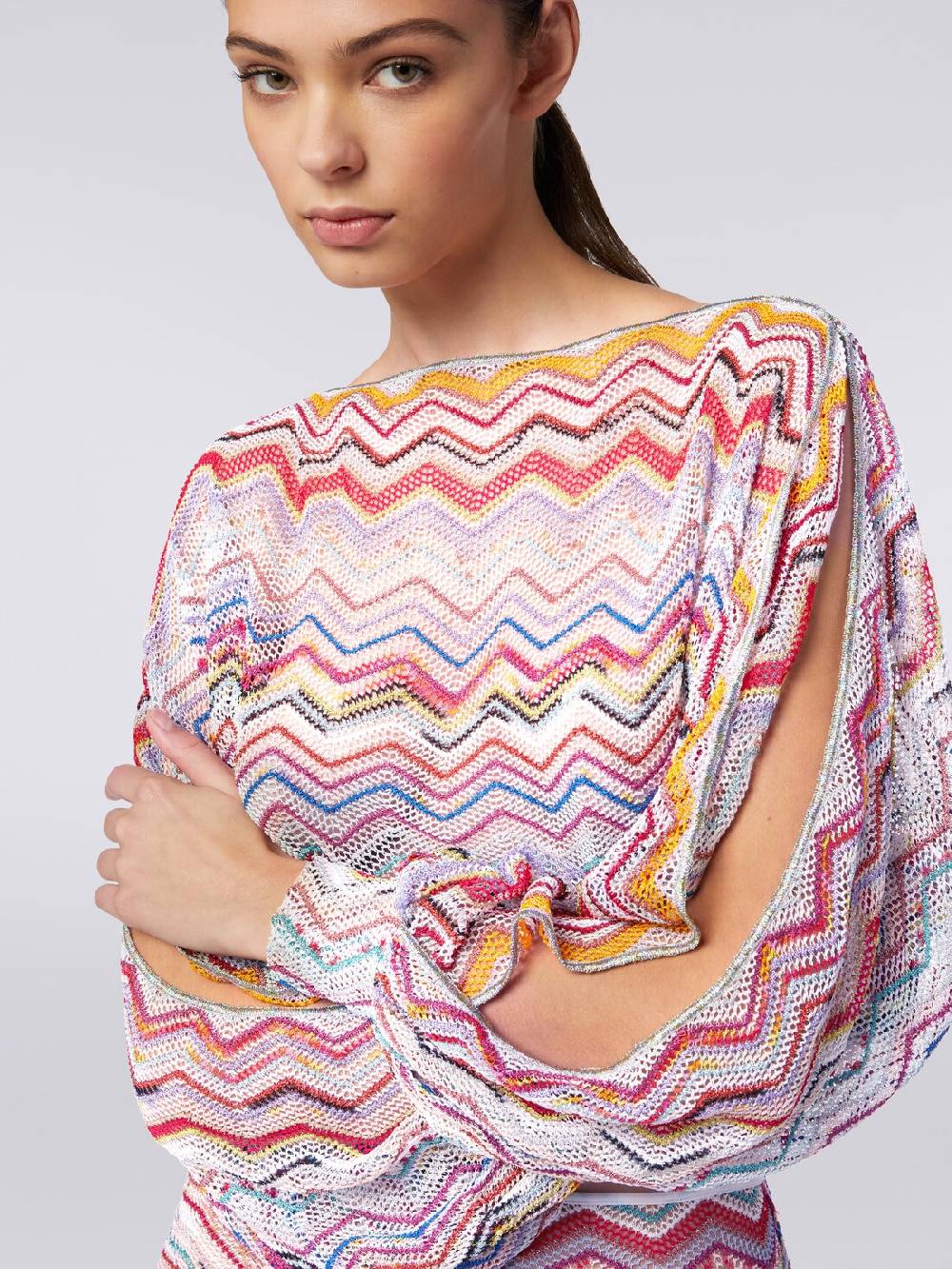 Missoni Top a maniche lunghe in crochet con lurex Offerte