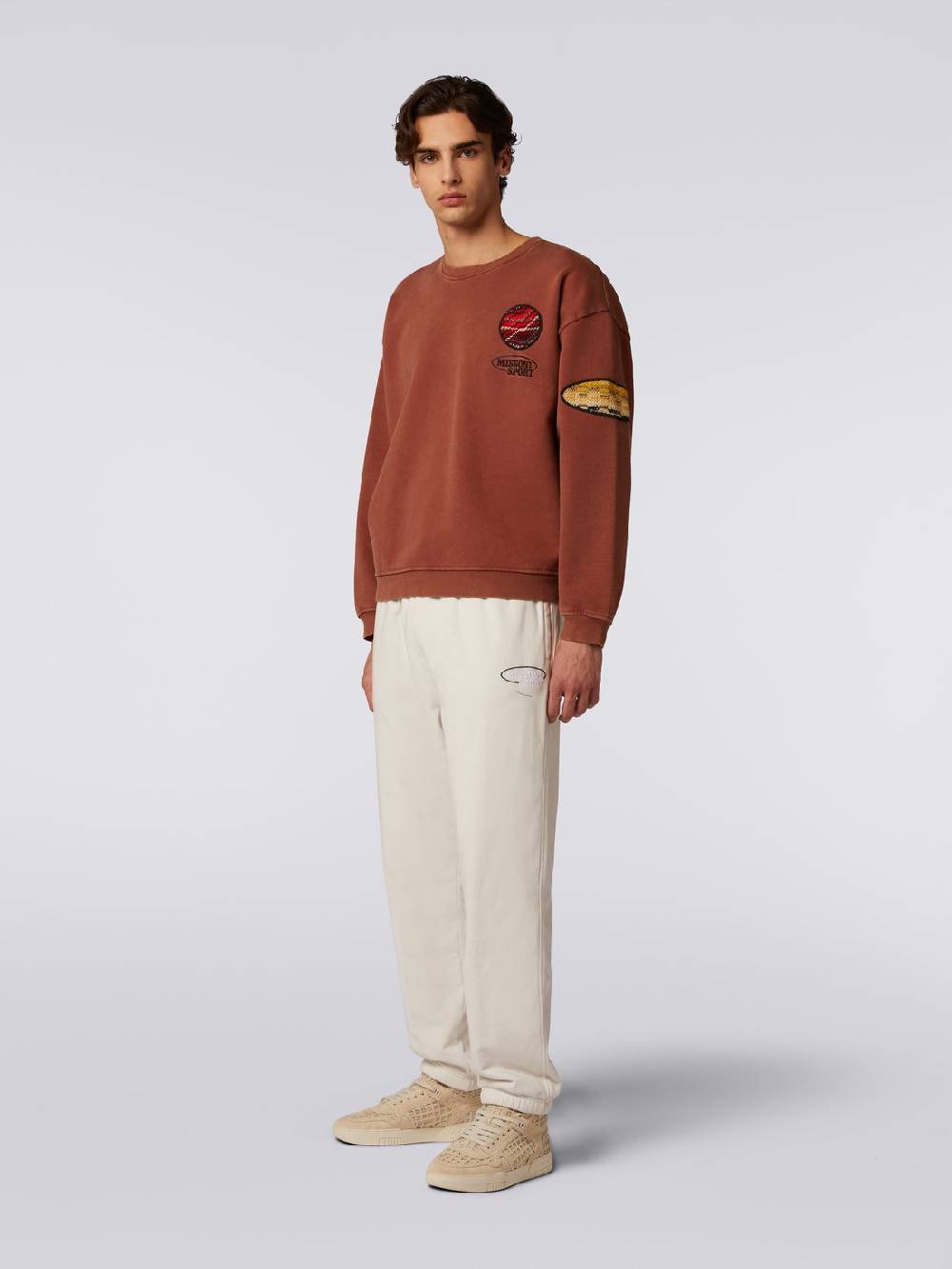 Missoni Pullover girocollo in felpa di cotone con inserto in maglia Hotsell