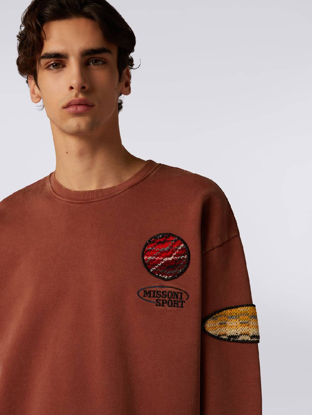 Missoni Pullover girocollo in felpa di cotone con inserto in maglia Hotsell