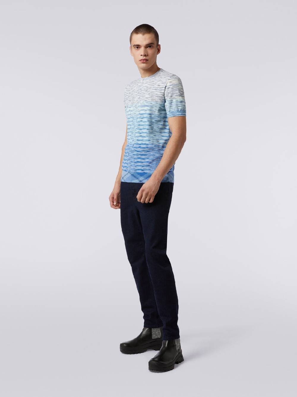 Missoni T-shirt girocollo in cotone fiammato dégradé Vendita Calda