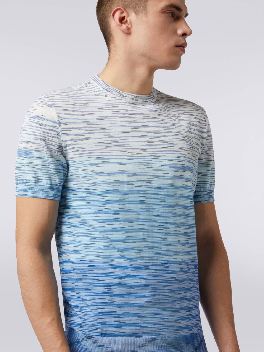 Missoni T-shirt girocollo in cotone fiammato dégradé Vendita Calda