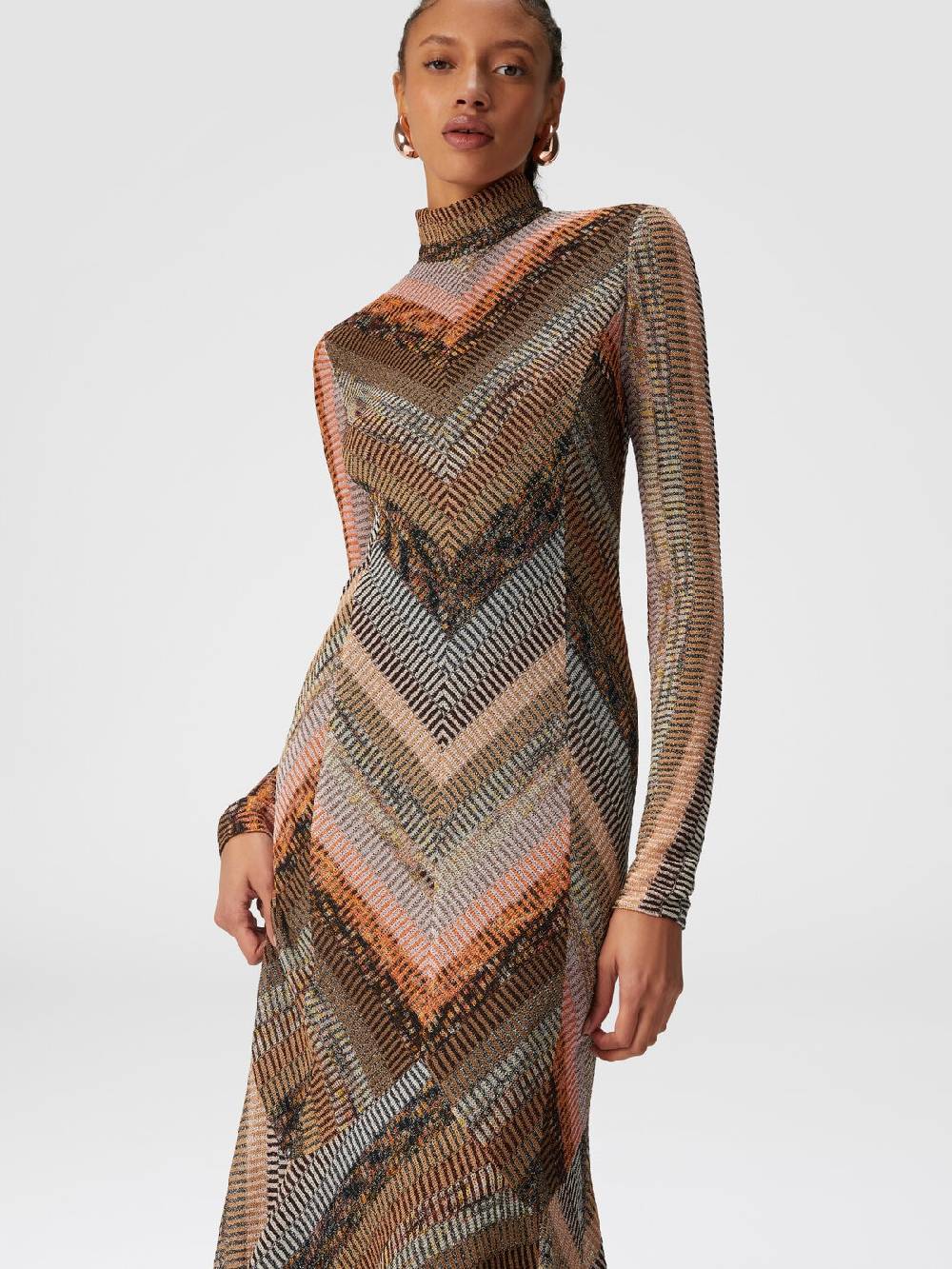 Missoni Abito lungo con fondo svasato e collo a lupetto con zip Moda