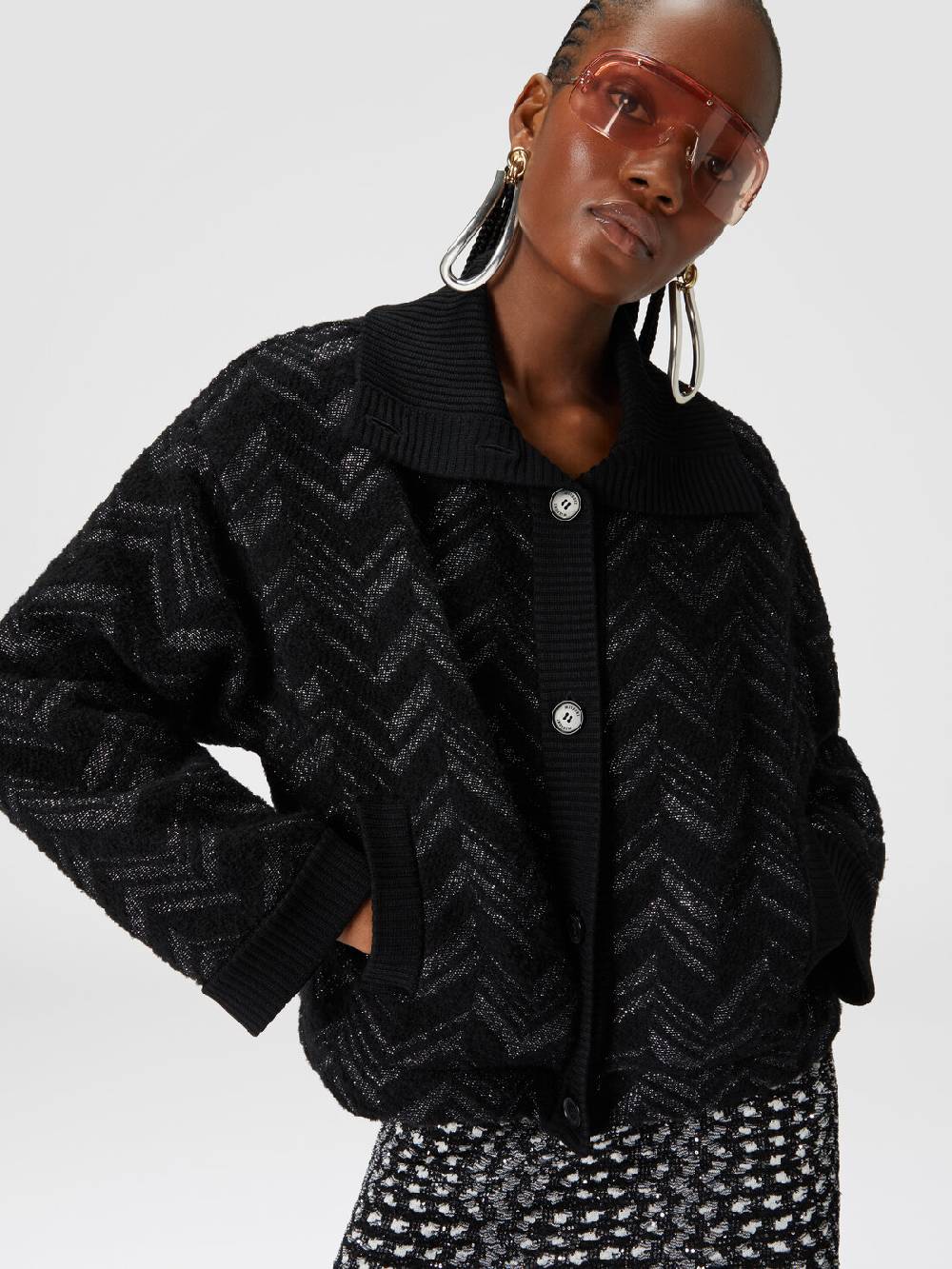 Missoni Giubbotto in maglia bouclé con chevron lamé Spedizione gratuita