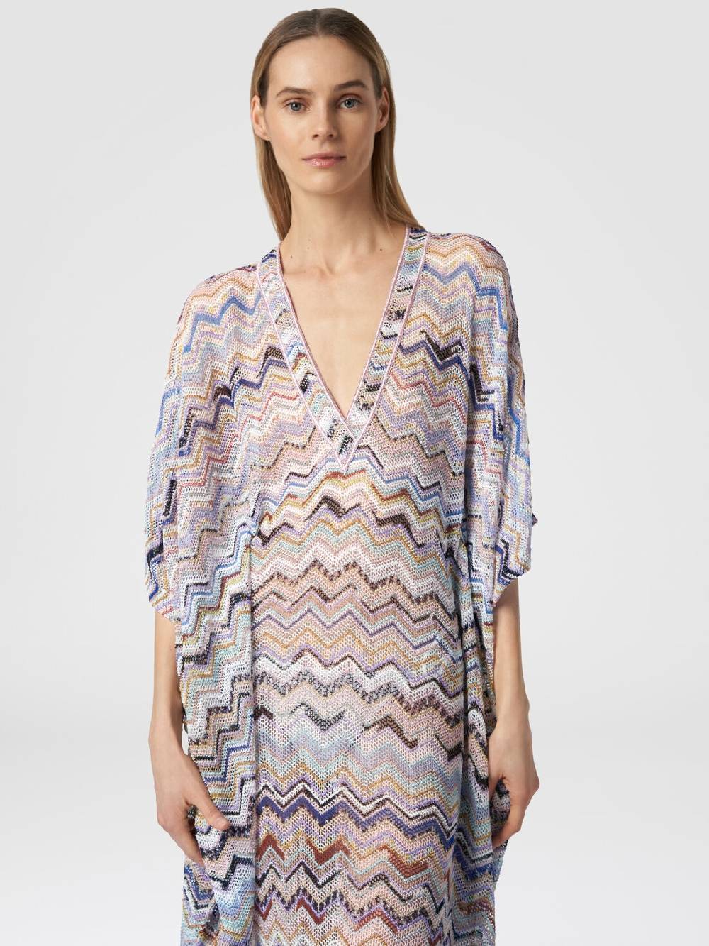 Missoni Caftano copricostume lungo in viscosa zig zag con lurex Prezzo di fabbrica