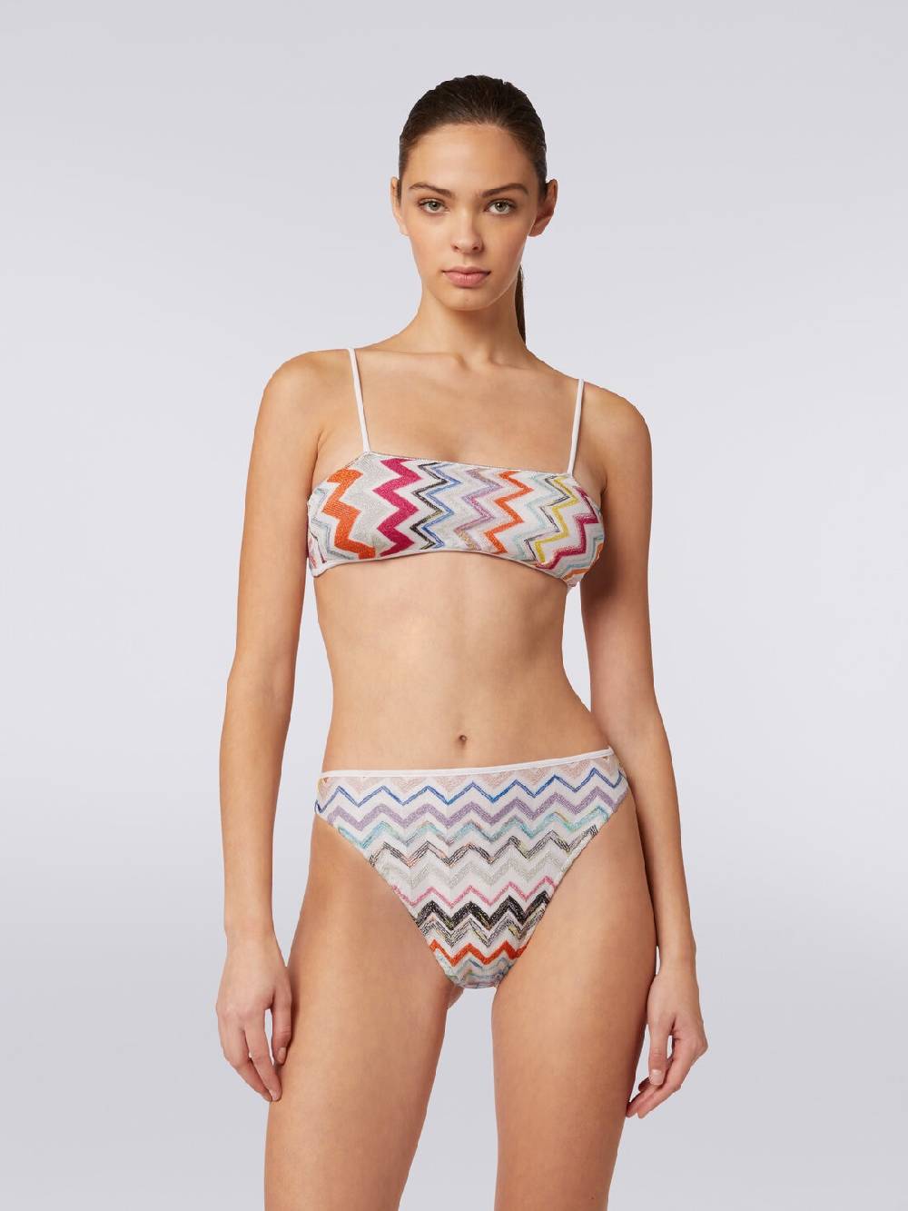 Missoni Bikini in viscosa zig zag con lurex e slip a vita alta Flash Sale