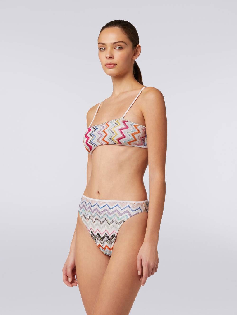 Missoni Bikini in viscosa zig zag con lurex e slip a vita alta Flash Sale