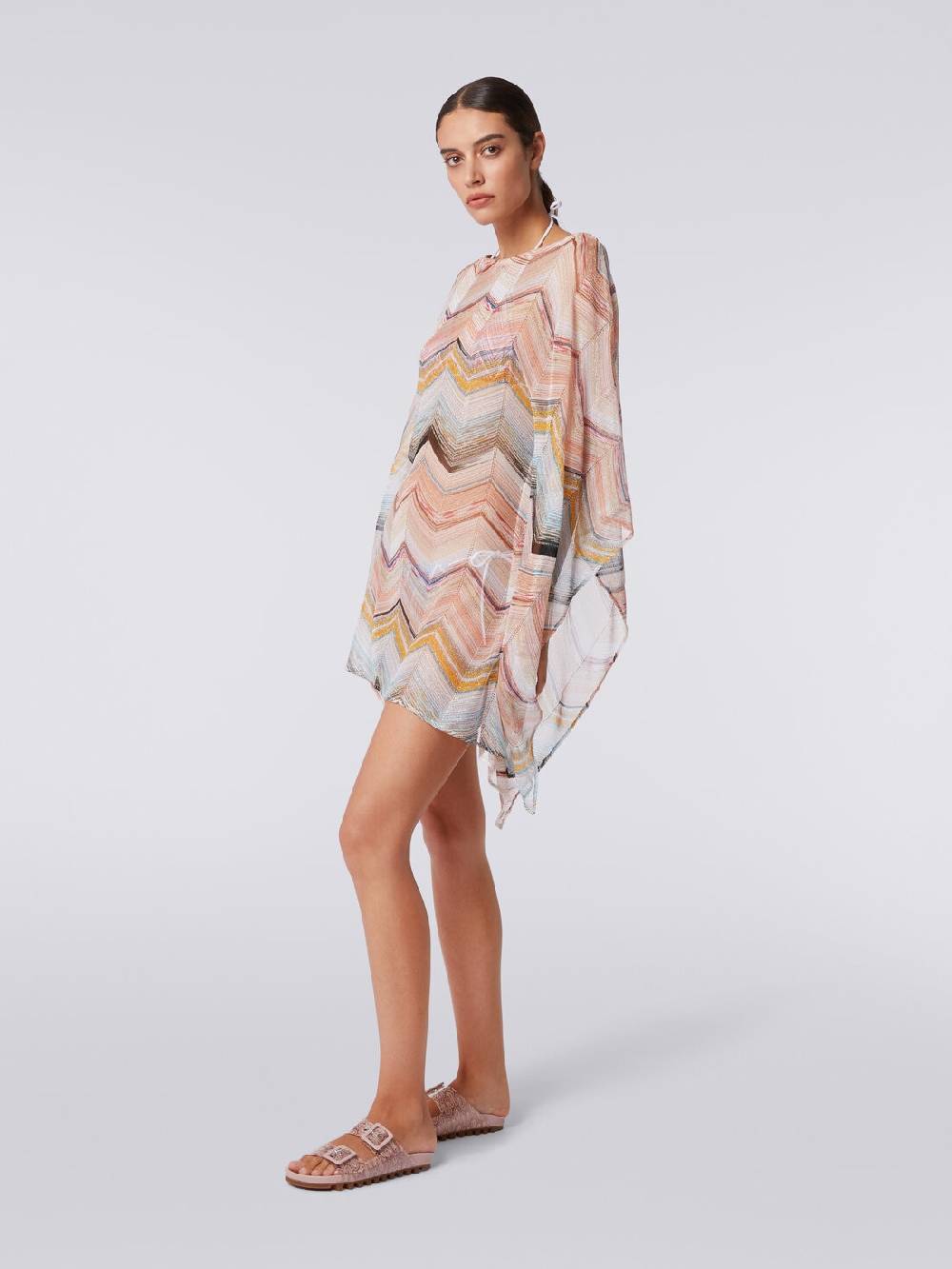 Missoni Caftano copricostume corto in misto viscosa zig zag con lurex Fornitura limitata