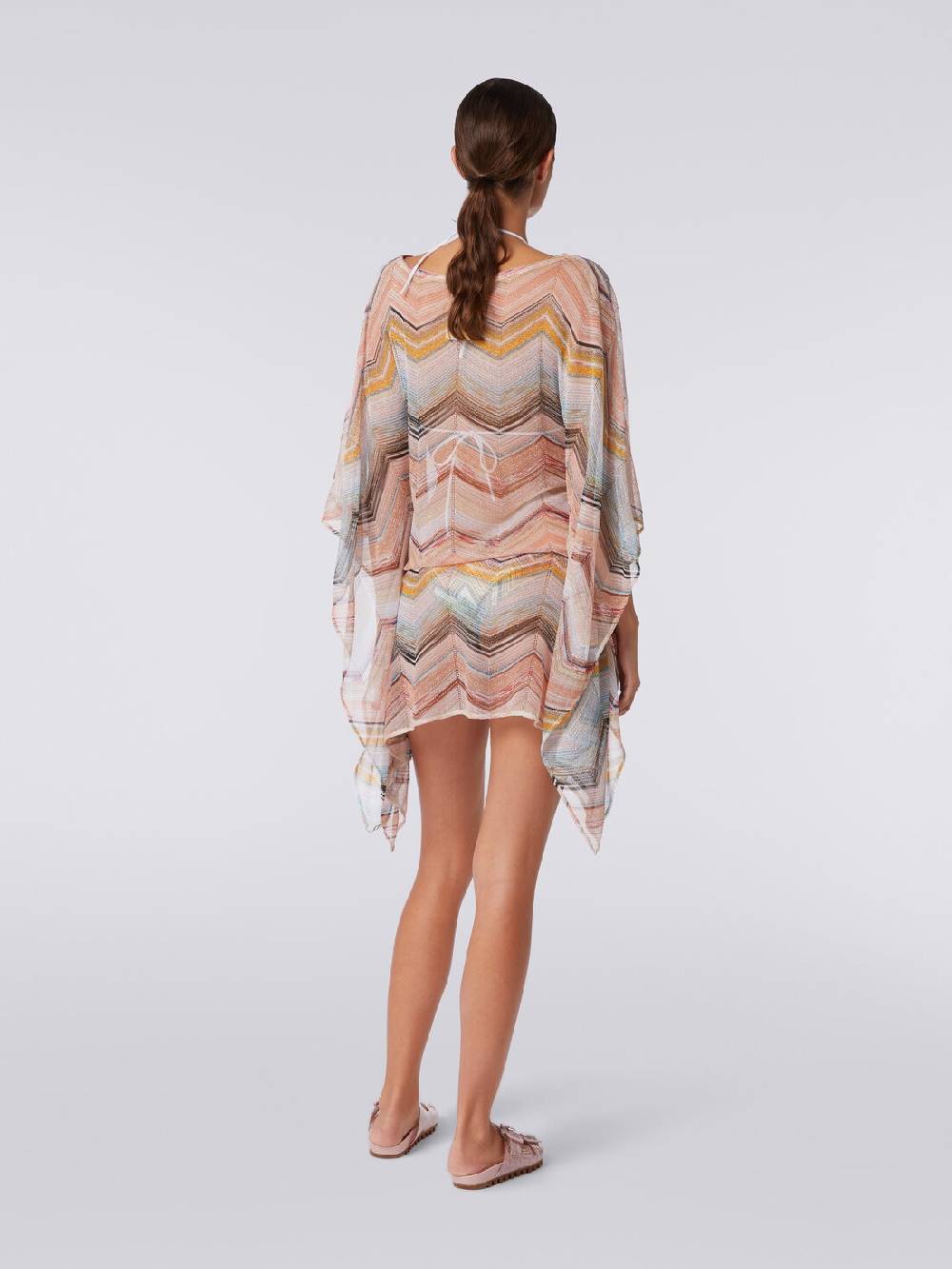 Missoni Caftano copricostume corto in misto viscosa zig zag con lurex Fornitura limitata
