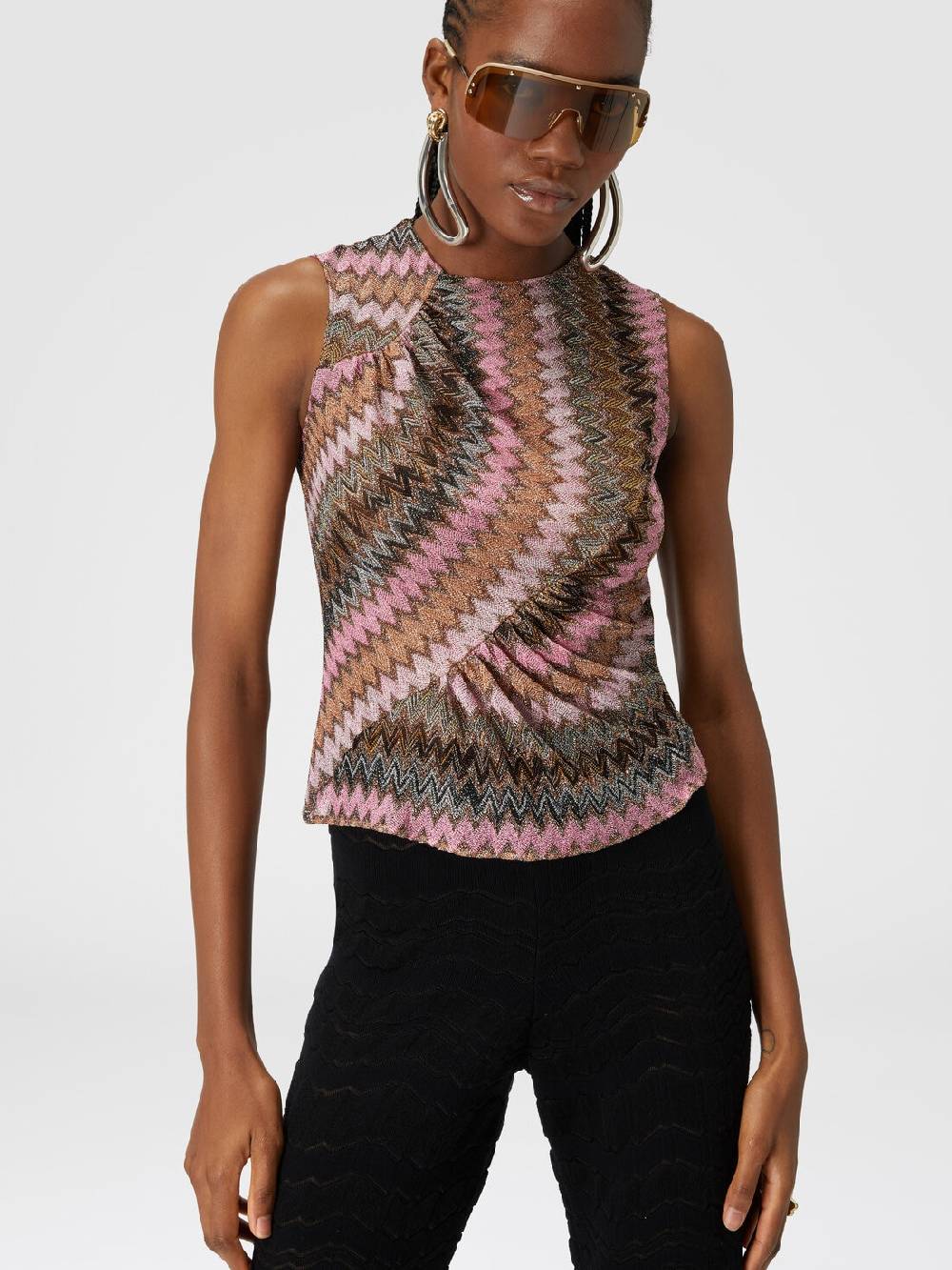 Missoni Top senza maniche in misto viscosa zig zag lamé Offerte stagionali