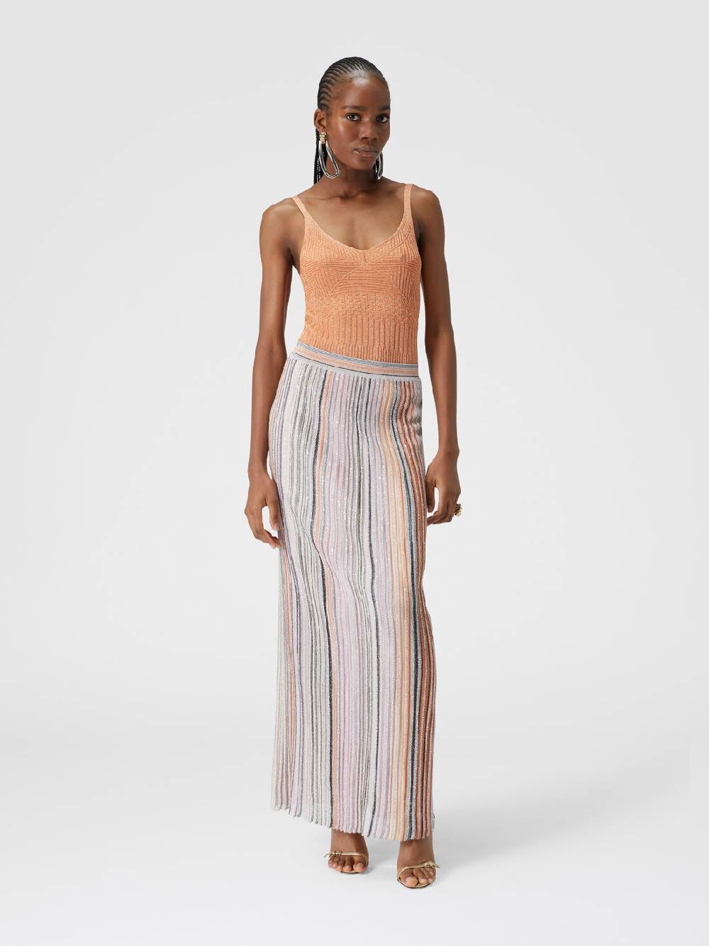 Missoni Gonna lunga parzializzata a costine con paillettes Offerte giornaliere