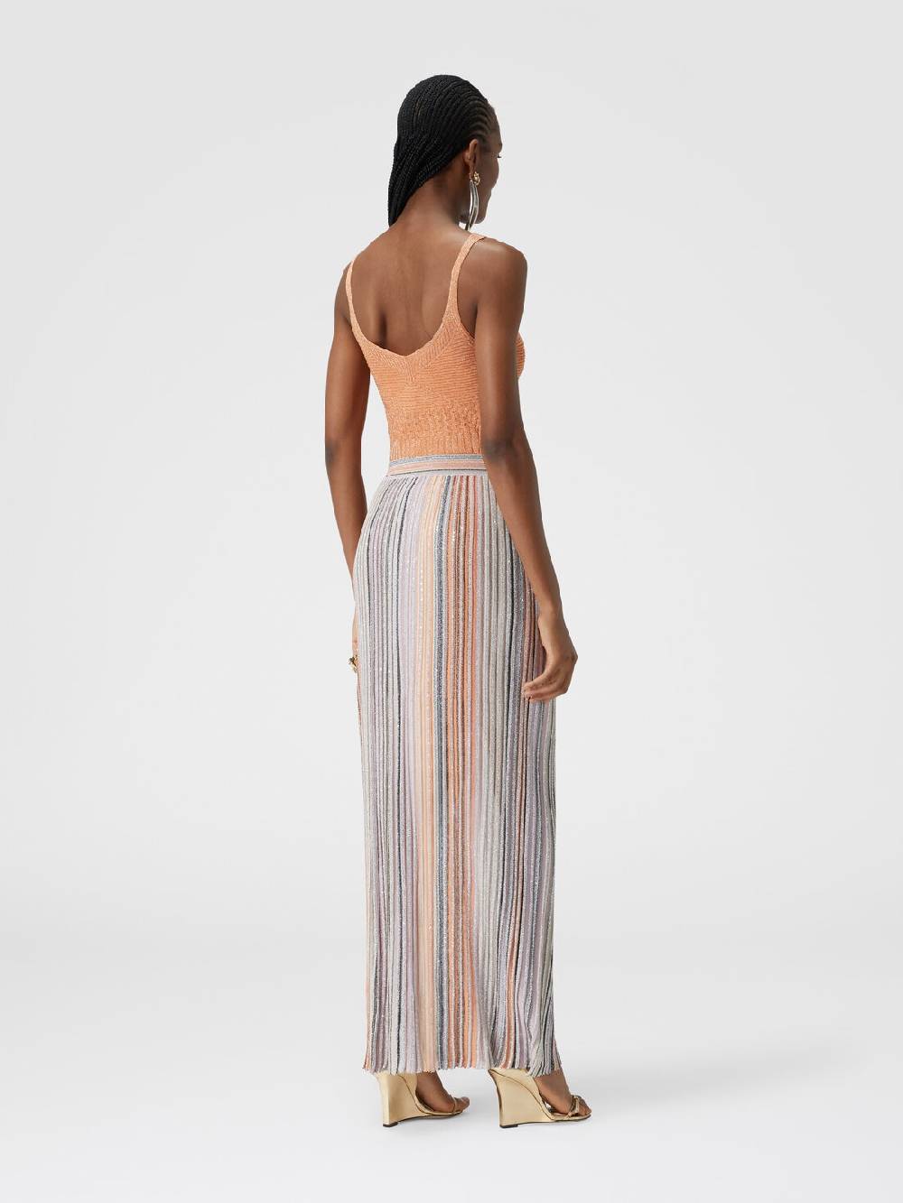 Missoni Gonna lunga parzializzata a costine con paillettes Offerte giornaliere