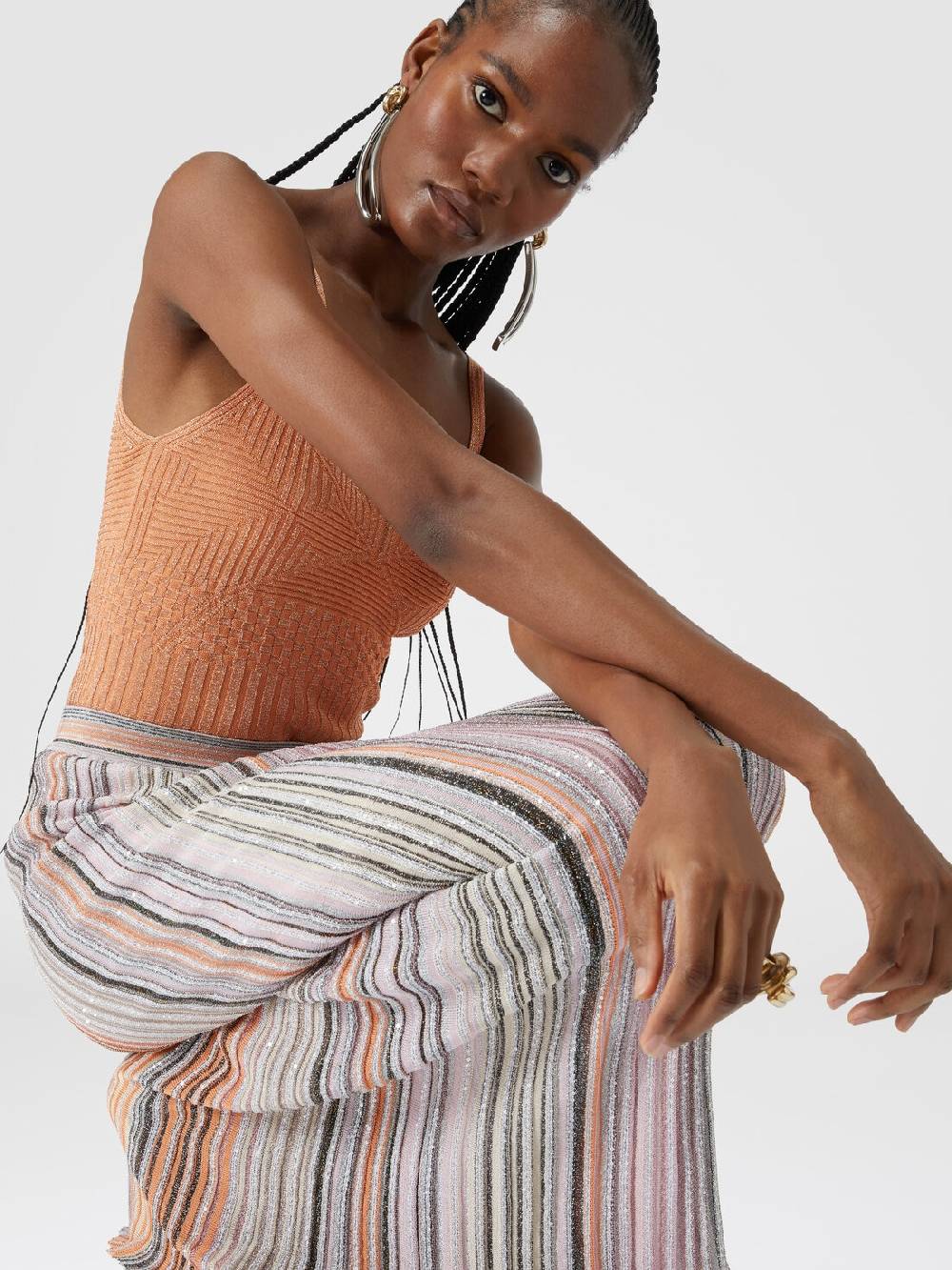 Missoni Gonna lunga parzializzata a costine con paillettes Offerte giornaliere