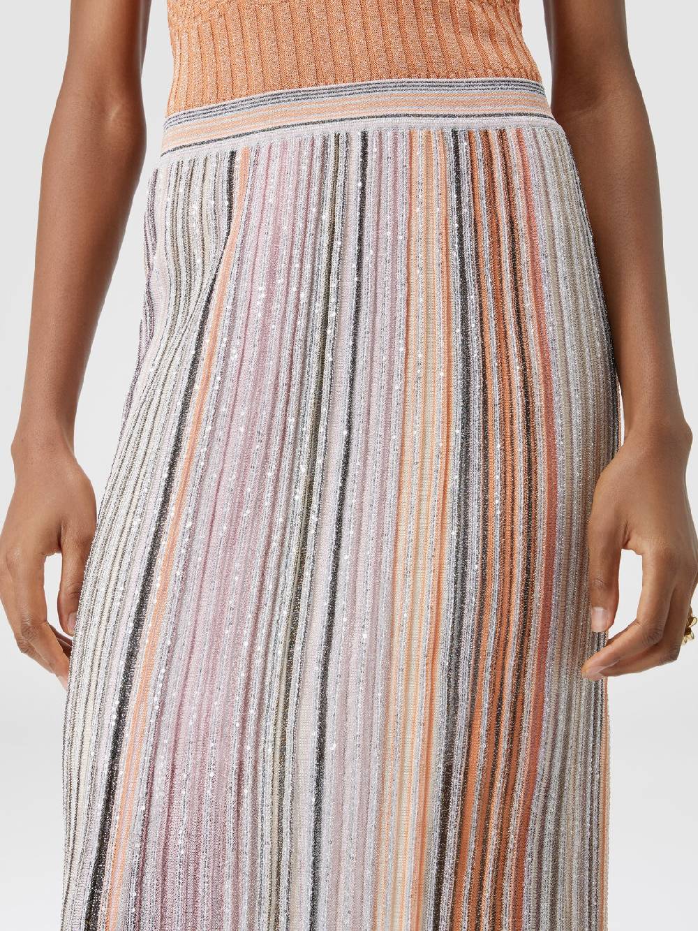 Missoni Gonna lunga parzializzata a costine con paillettes Offerte giornaliere