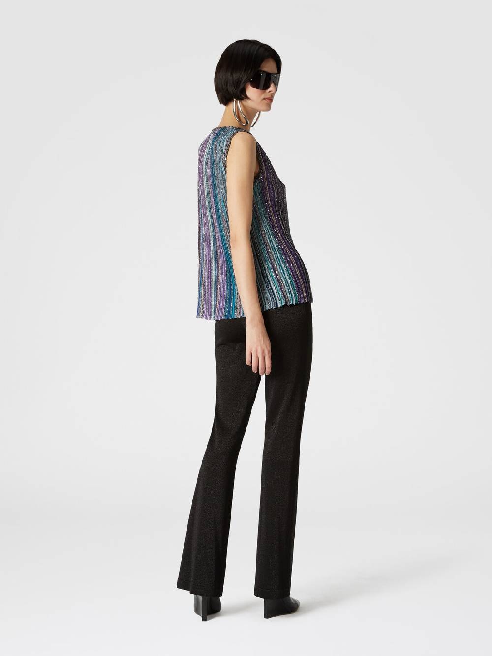 Missoni Top senza maniche svasato a costine con paillettes Offerte speciali
