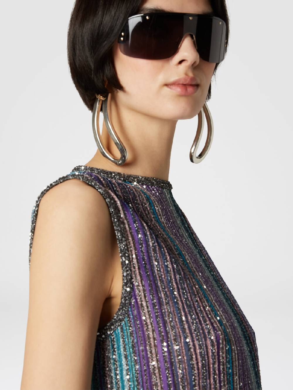 Missoni Top senza maniche svasato a costine con paillettes Offerte speciali