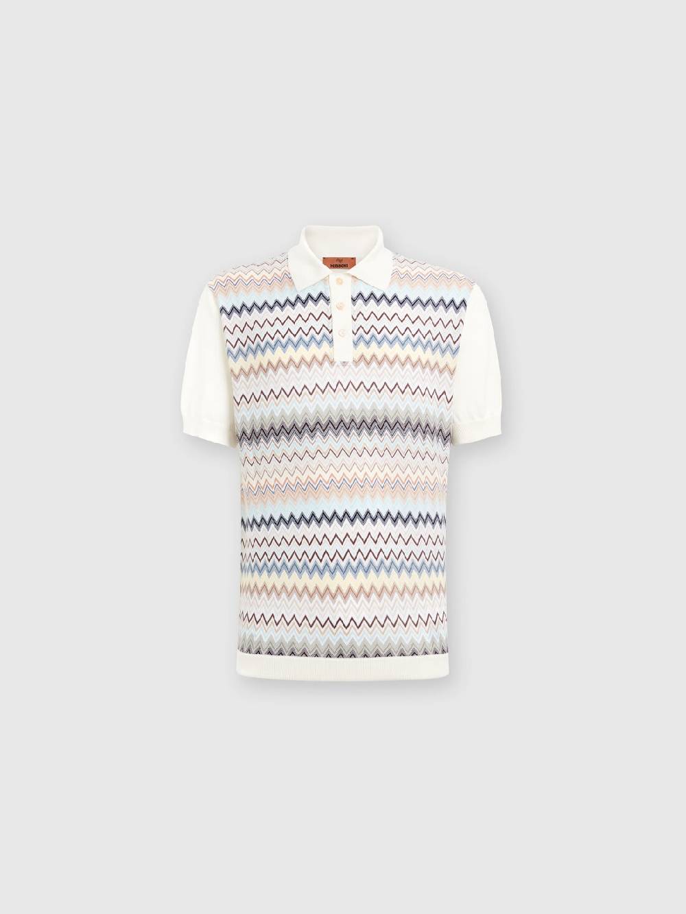 Missoni Polo in maglia di cotone zig zag con inserti tinta unita Ultimi due giorni