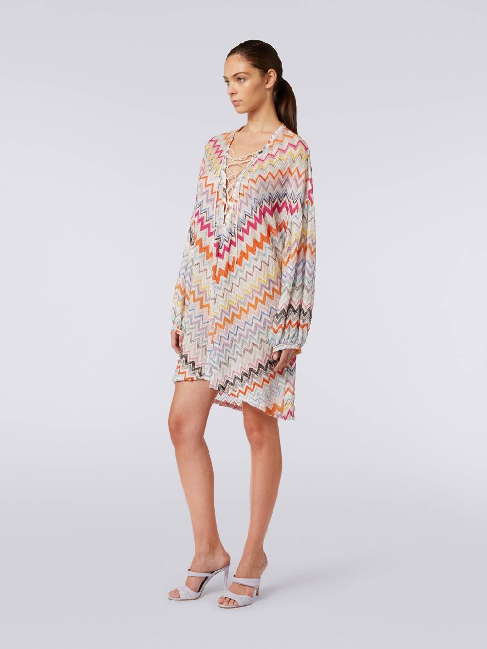 Missoni Caftano copricostume corto con motivo zig zag e lurex Enormi sconti