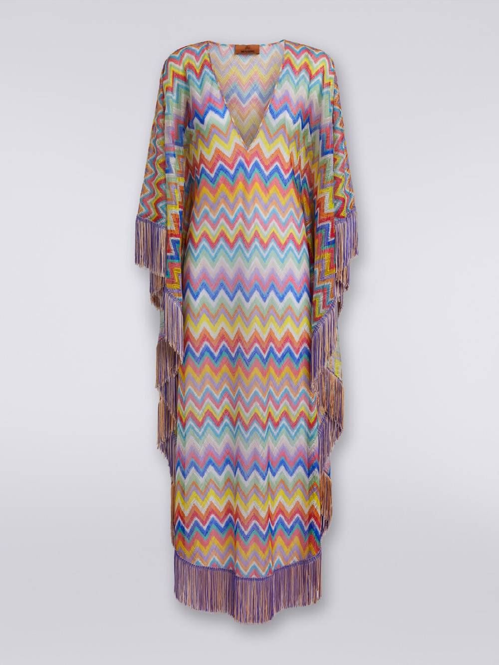 Missoni Caftano copricostume lungo stampa zig zag con frange Trasporto libero internazionale