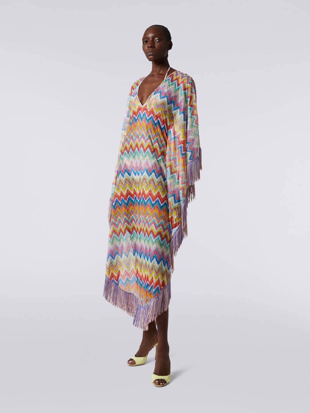 Missoni Caftano copricostume lungo stampa zig zag con frange Trasporto libero internazionale