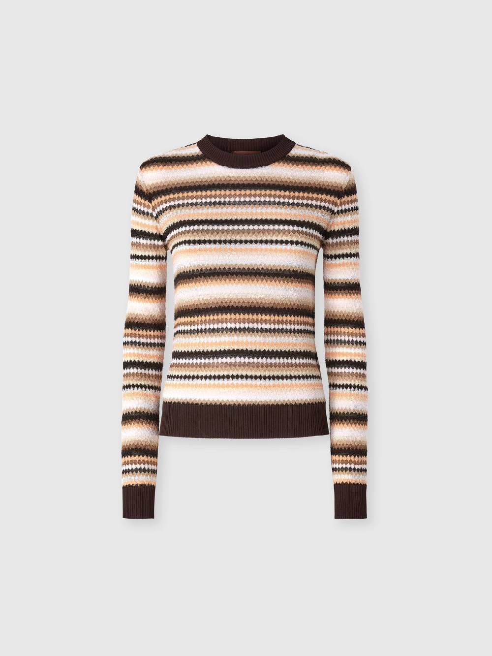 Missoni Pullover girocollo in lana e viscosa a righe Sconti questo mese