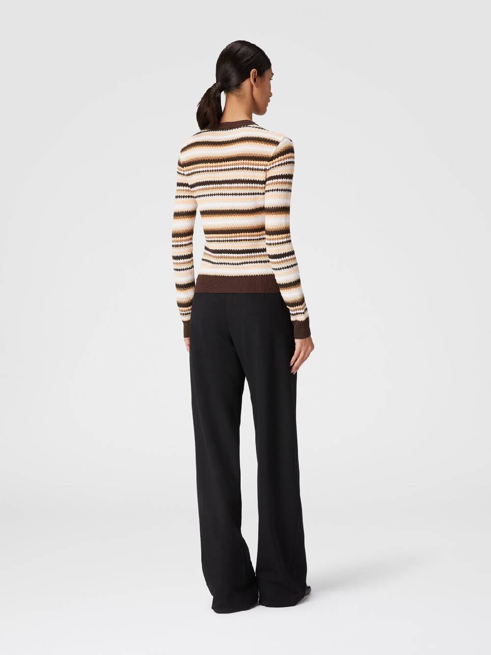 Missoni Pullover girocollo in lana e viscosa a righe Sconti questo mese