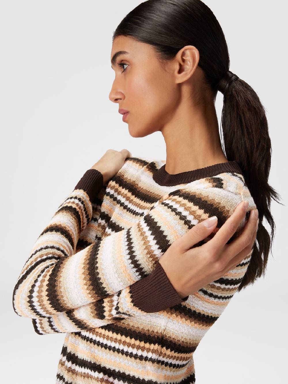 Missoni Pullover girocollo in lana e viscosa a righe Sconti questo mese
