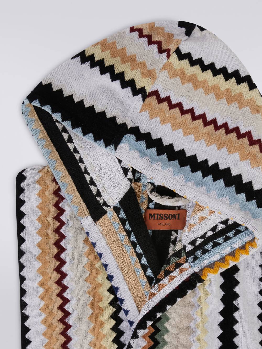 Missoni Accappatoio lungo con cappuccio Curt in spugna di cotone chevron Italy