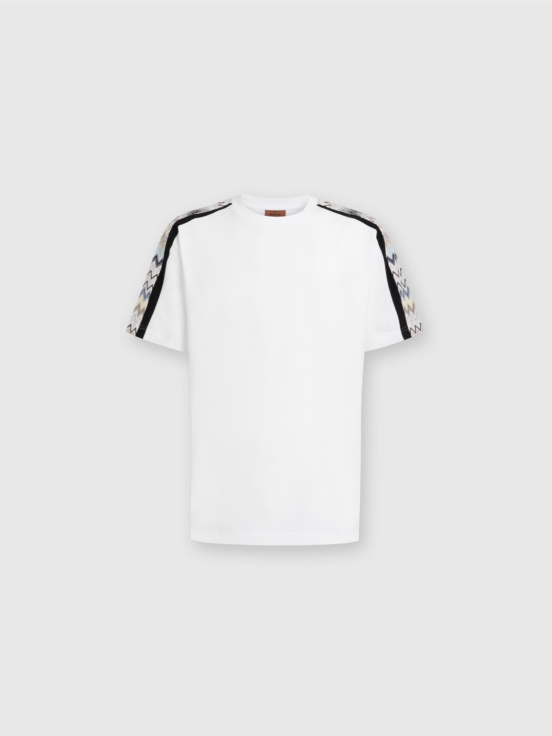 Missoni T-shirt in jersey di cotone con inserti zig zag In Linea