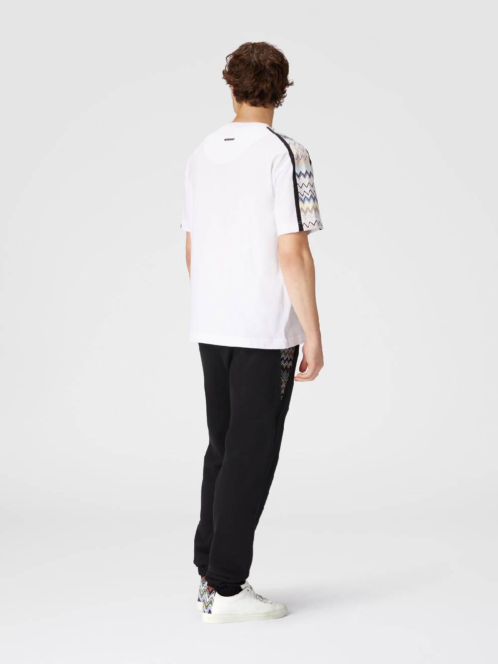 Missoni T-shirt in jersey di cotone con inserti zig zag In Linea