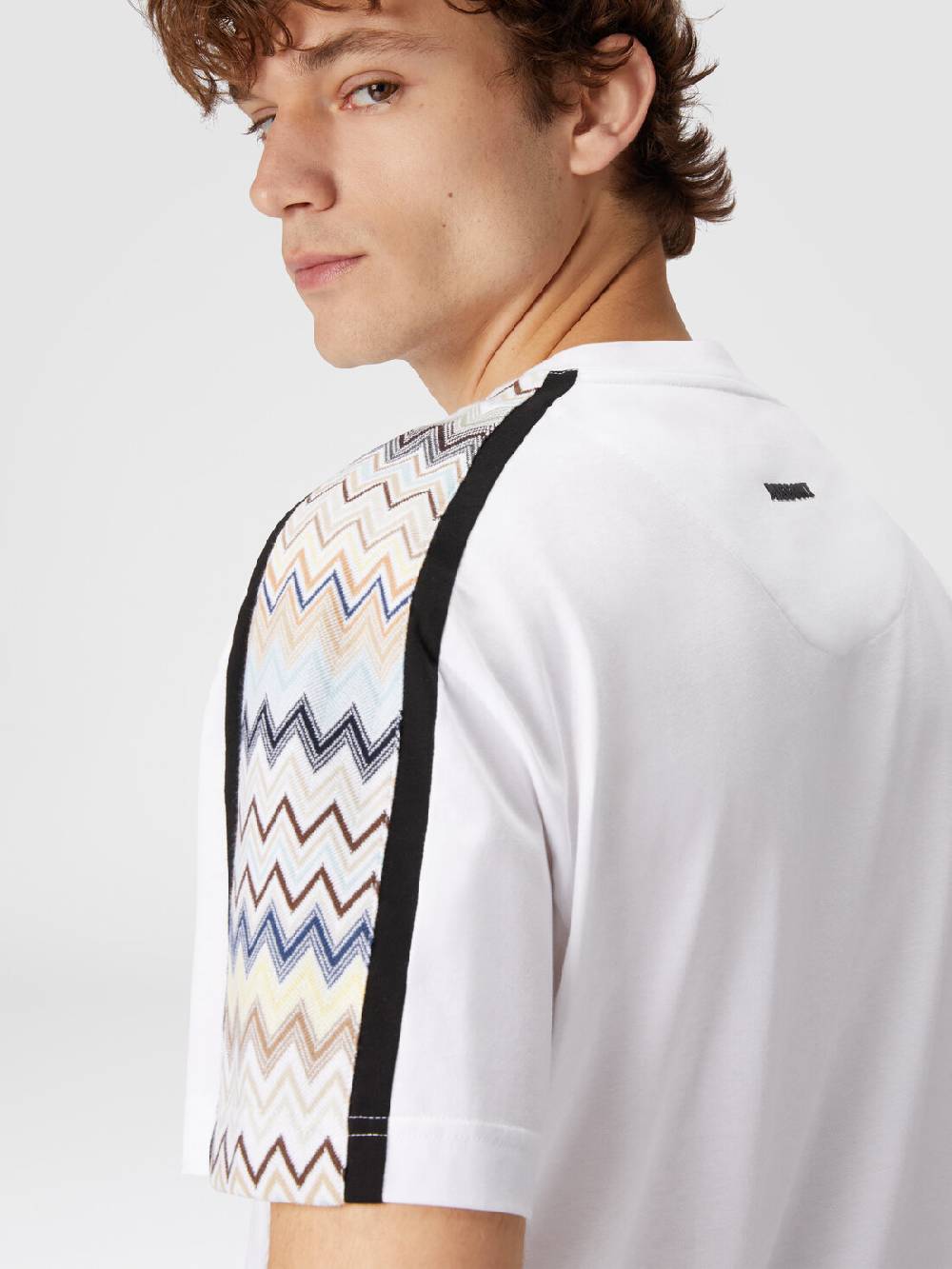 Missoni T-shirt in jersey di cotone con inserti zig zag In Linea
