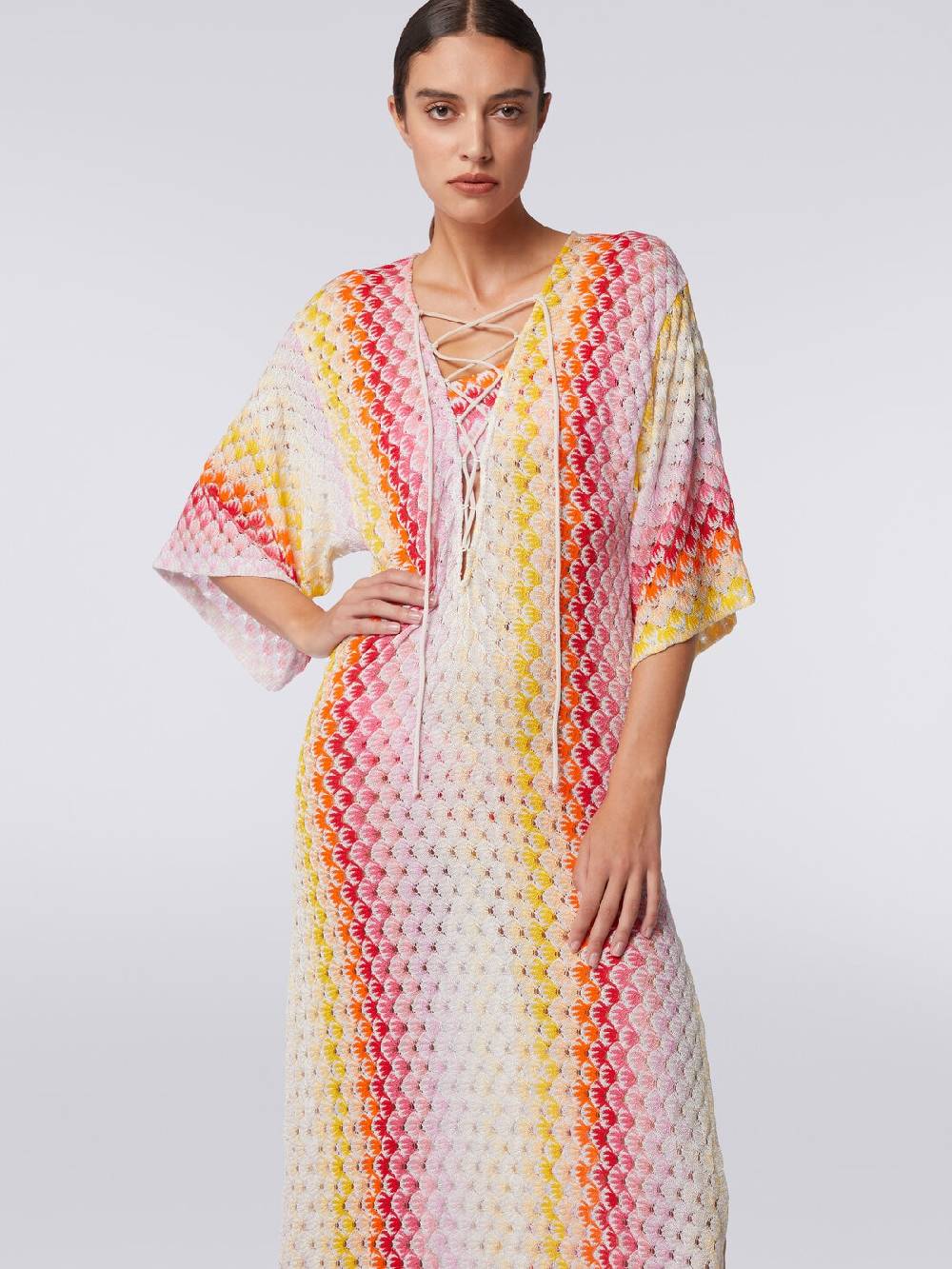 Missoni Caftano copricostume lungo effetto pizzo dégradé con lurex Promozione
