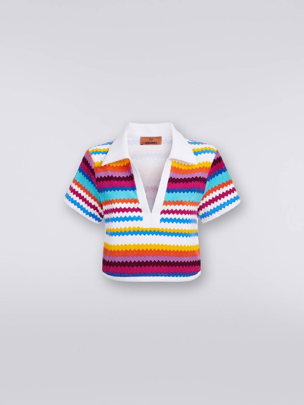 Missoni Crop top modello polo in spugna zig zag Spedizione Gratuita