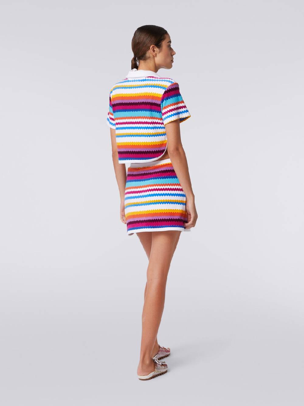 Missoni Crop top modello polo in spugna zig zag Spedizione Gratuita
