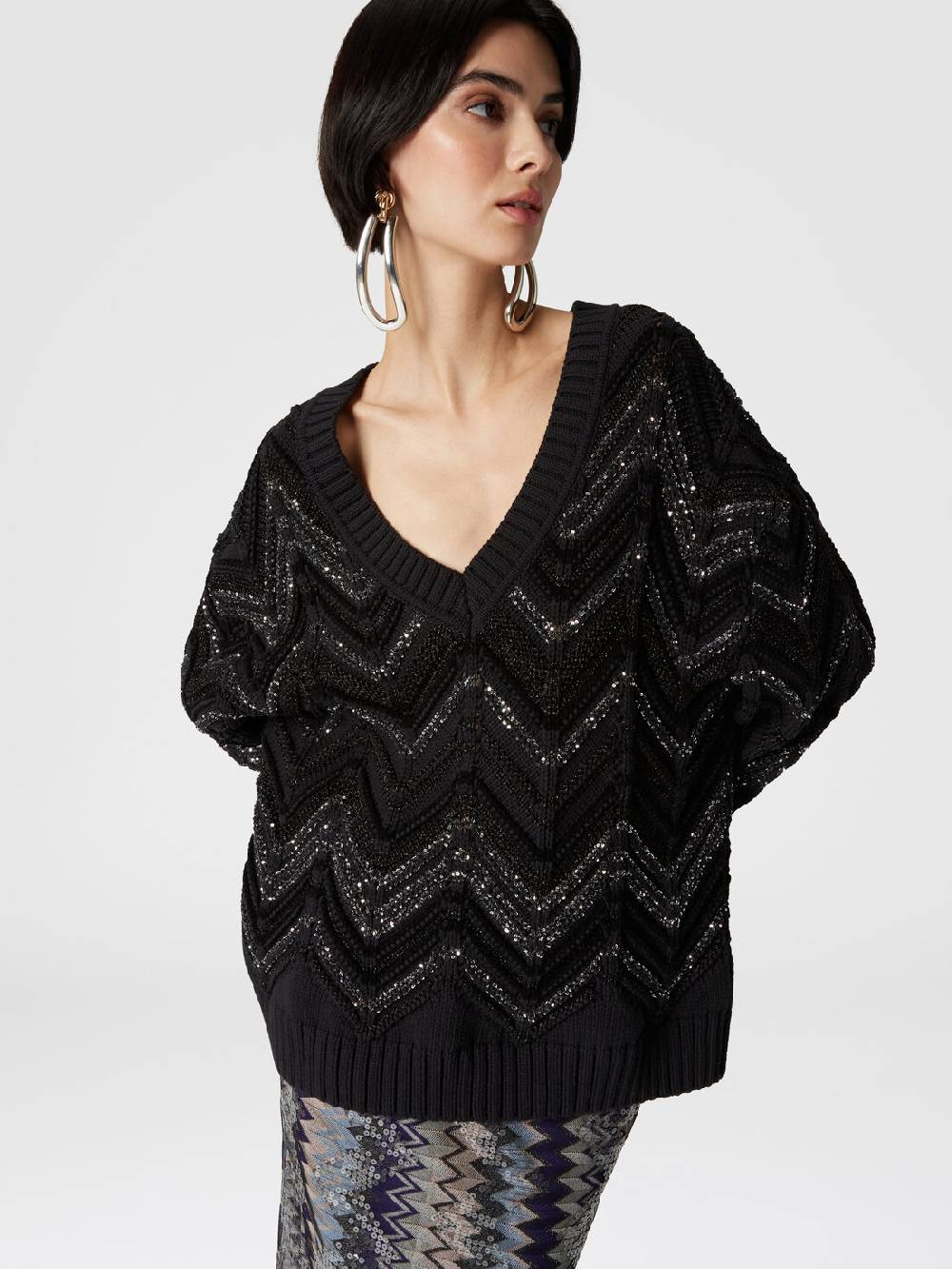 Missoni Pullover oversize con motivo zig zag e paillettes Promozione Limitata
