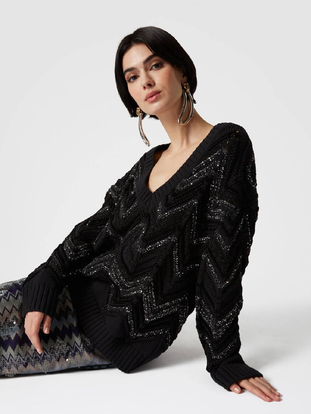 Missoni Pullover oversize con motivo zig zag e paillettes Promozione Limitata