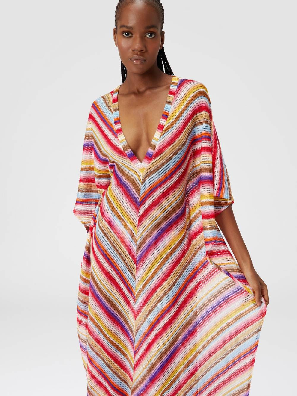 Missoni Caftano copricostume lungo in crochet rigato In Vendita