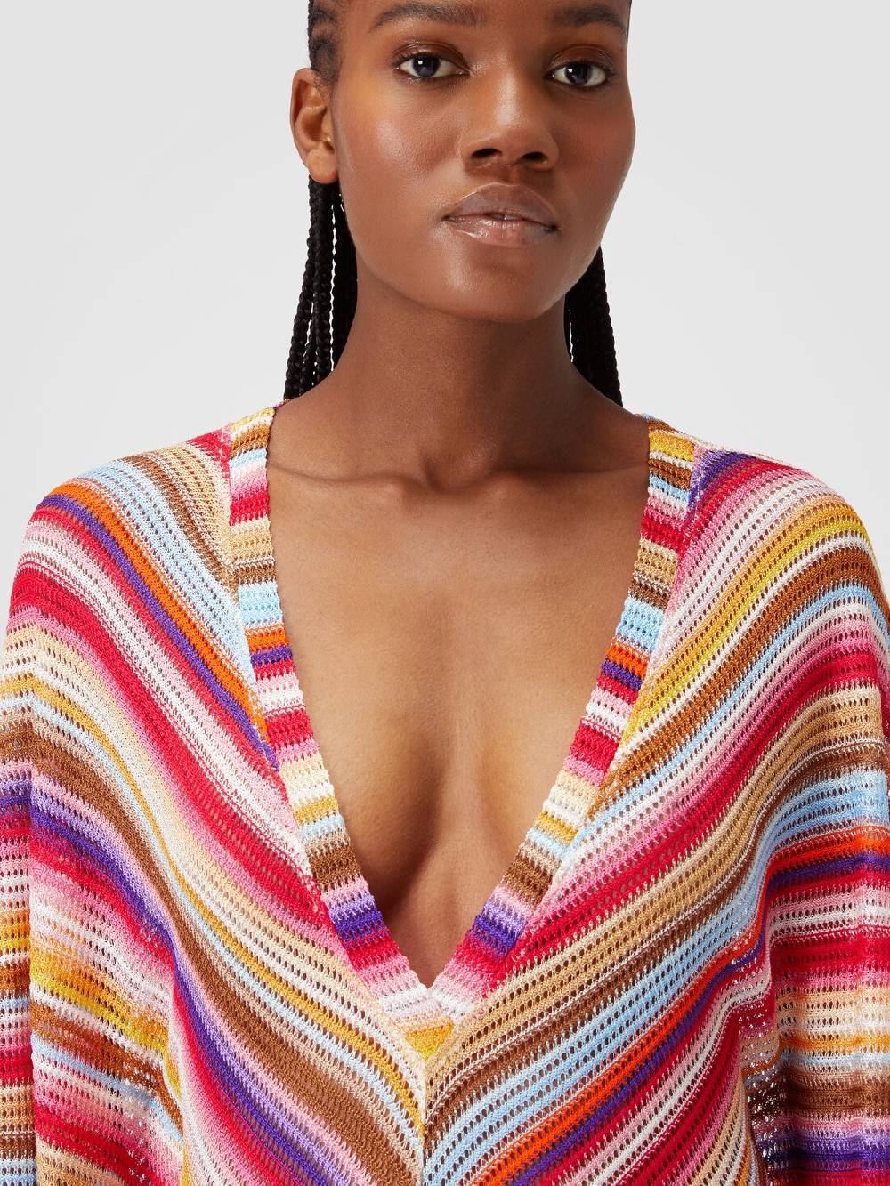 Missoni Caftano copricostume lungo in crochet rigato In Vendita