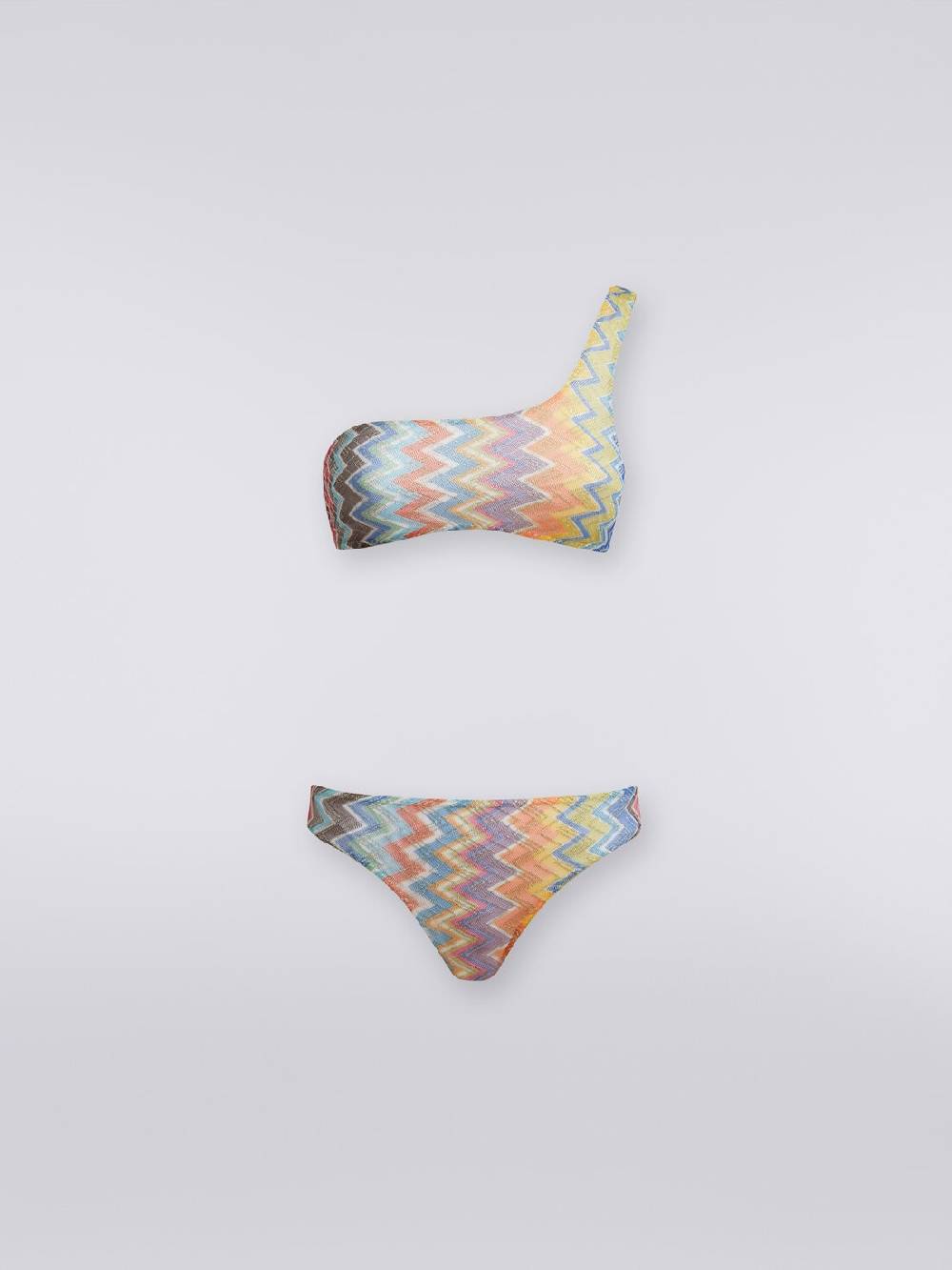 Missoni Bikini monospalla in viscosa zig zag con lurex Saldi